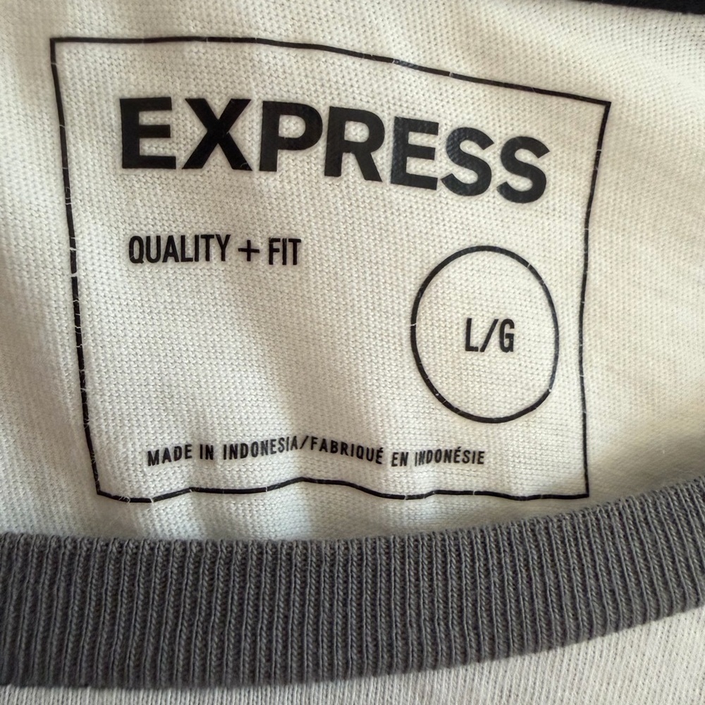 Express Tee in White and Gray - Picture 3 of 3